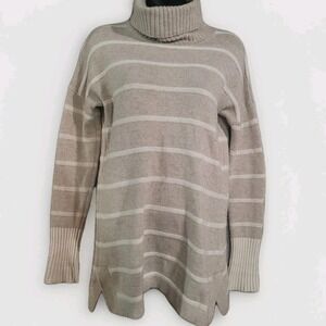 Adrienne Vittadini 100% 2-Ply Cashmere Tunic Sweater Sm Turtleneck Drop Shoulder